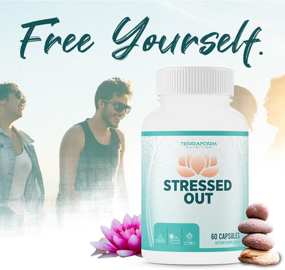 TerraForm Nutrition Stressed Out – Mental Focus & Relaxation Supplement – 60 Capsules – Made in USA