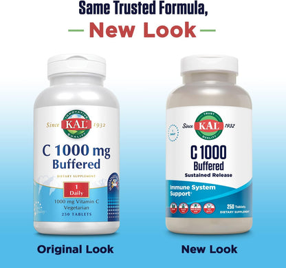 KAL C 1000 Buffered Sustained Release Vitamin C 1000mg - 250 Tablets