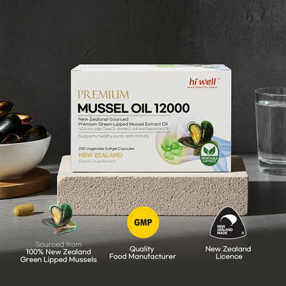 Hi Well Premium New Zealand Green-Lipped Mussel Oil - 200 Soft gel capsule Capsules