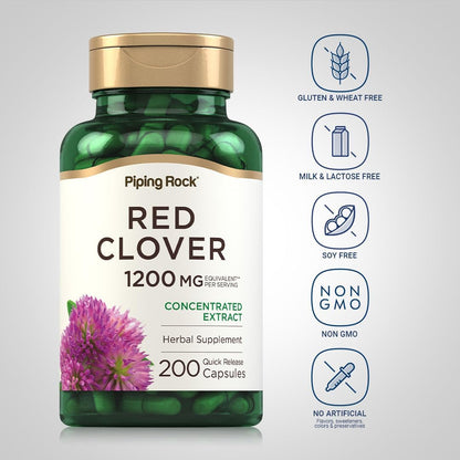 Piping Rock Red Clover Supplement | 200 Capsules | Herbal Blossom Extract | for Women and Men | Non-GM, Gluten-free
