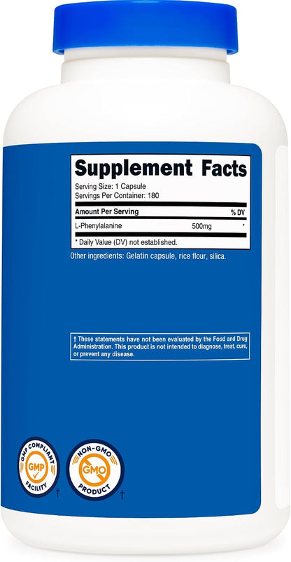 Nutricost L-Phenylalanine 500 mg - 180 Capsules