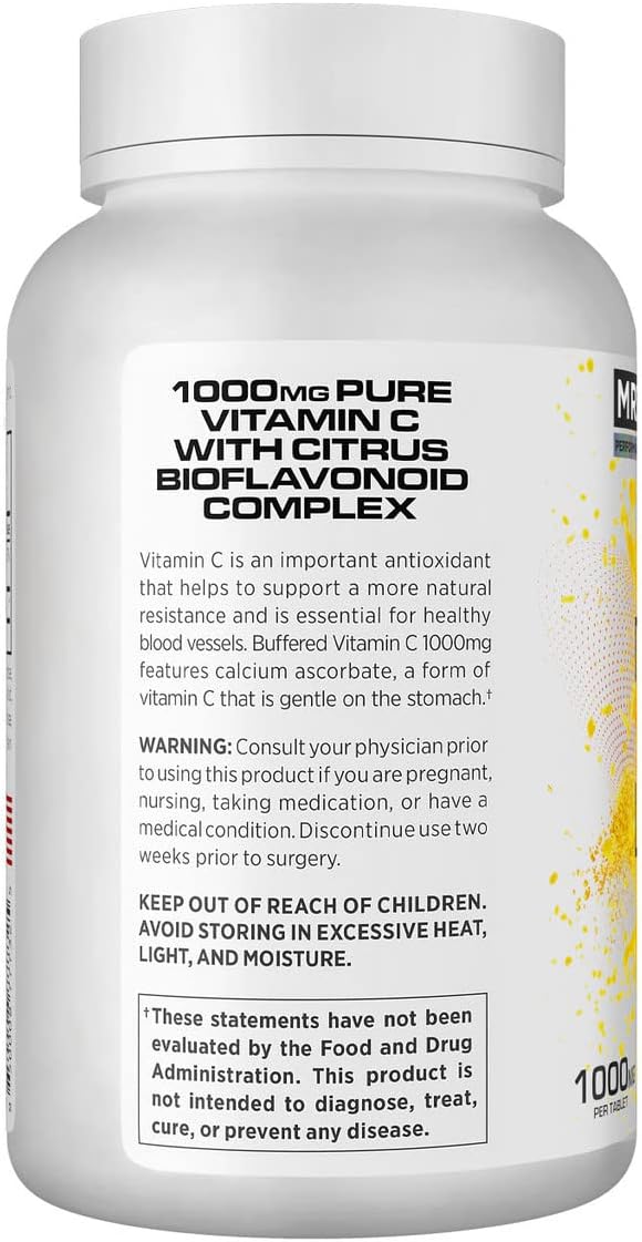 MRI Vitamin C 1000mg, Immune and Skin Health, with Bioflavonoids (180 Tablets) - görsel 4