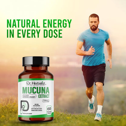Dr. HERBALIST Mucuna Pruriens Extract 350mg – 60 Vegan Capsules | Non-GM | Fast Absorbing