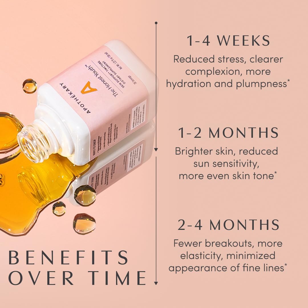 Apothékary The Honest Youth, Collagen & Skin Support Herbal Liquid Drops, Traditionally Used to Support Skin Radiance with Reishi and Tremella Mushroom, Vegan, Gluten-free, 30 ml, 30 Servings - görsel 7
