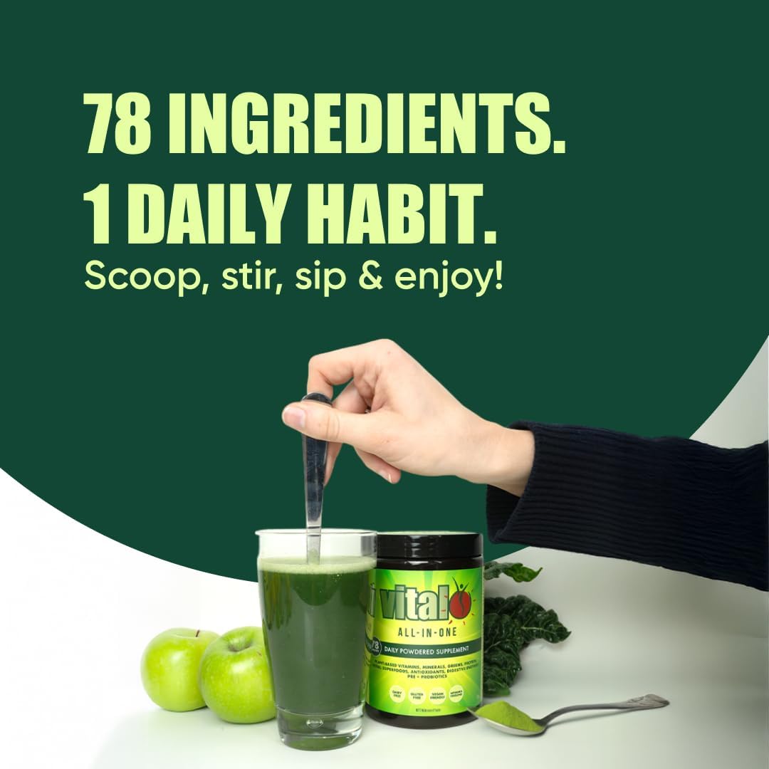 Vital All-in-One Daily Powdered Supplement - Natural Greens Superfood Powder - görsel 5