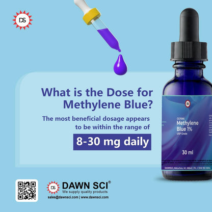 DAWNSCI Methylene Blue 1% 30 ml Glass Dropper Bottle (Pack of Two) – USP-Grade Methylthioninium Chloride Solution for Cognitive Wellness Support