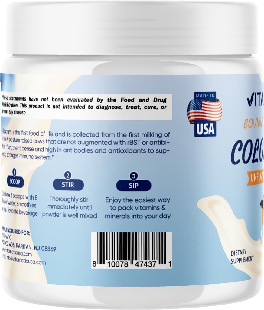 Vitamatic Bovine Colostrum 30% IgG Powder - Gut Health, Immune Support, Muscle Recovery - 60g (30 Servings, Unflavoured) - görsel 3