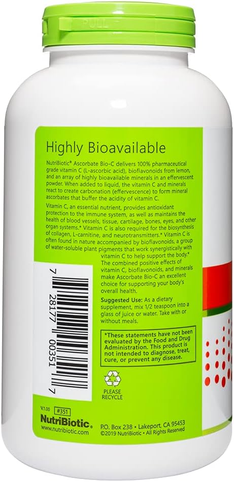 NutriBiotic - Ascorbate Bio-C, 454g | Effervescent Vitamin C Powder with Lemon Bioflavonoids & Minerals - görsel 2