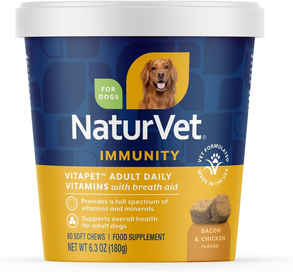 NaturVet VitaPet Adult Daily Vitamins Plus Breath Aid for Adult Dogs, 60 Soft Chews - görsel 1