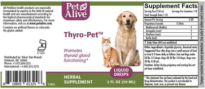 PetAlive Thyro-Pet – Herbal Thyroid Support Supplement for Dogs and Cats – 60 ml Liquid Tincture