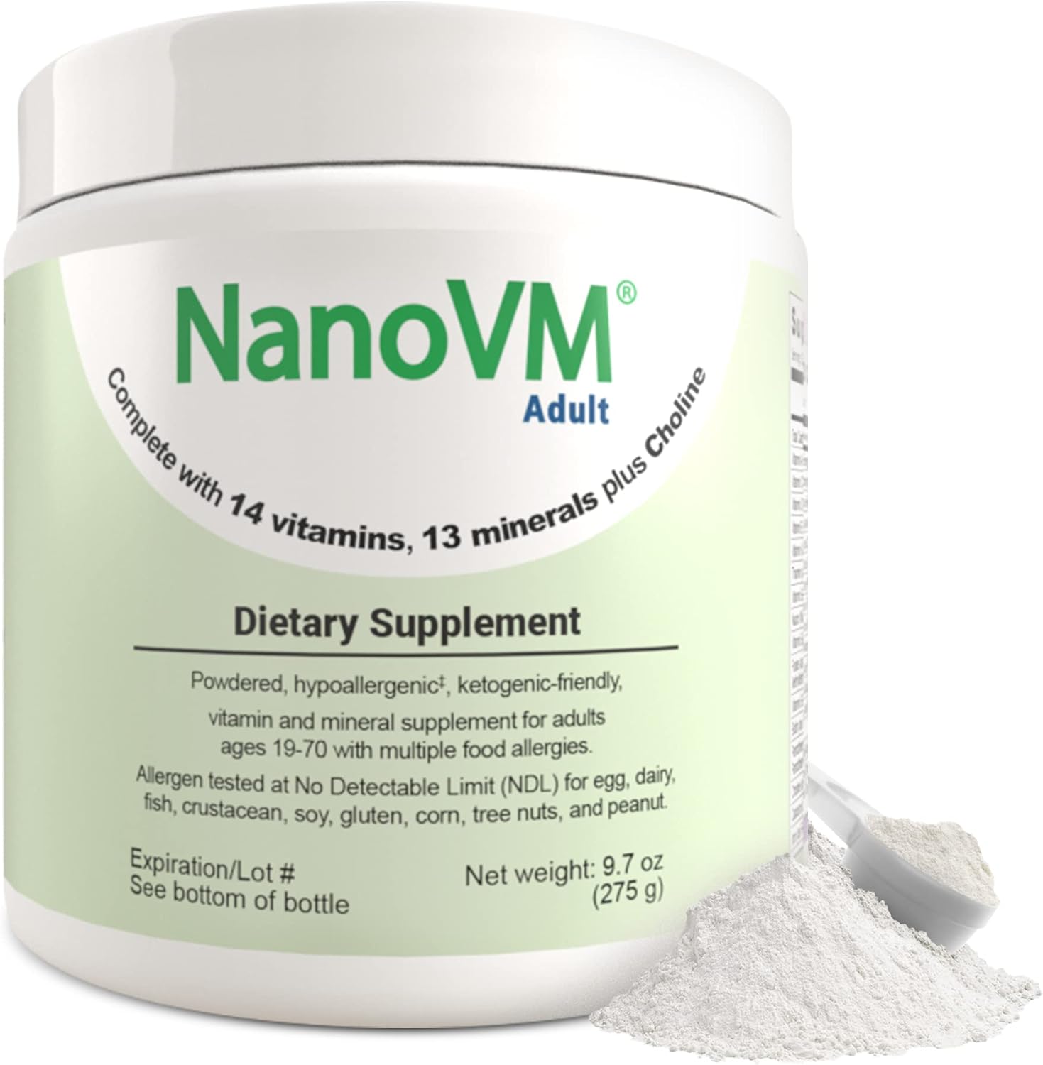 NanoVM Adult Allergen-Free Multivitamin Powder, Unflavoured, 275g - görsel 1