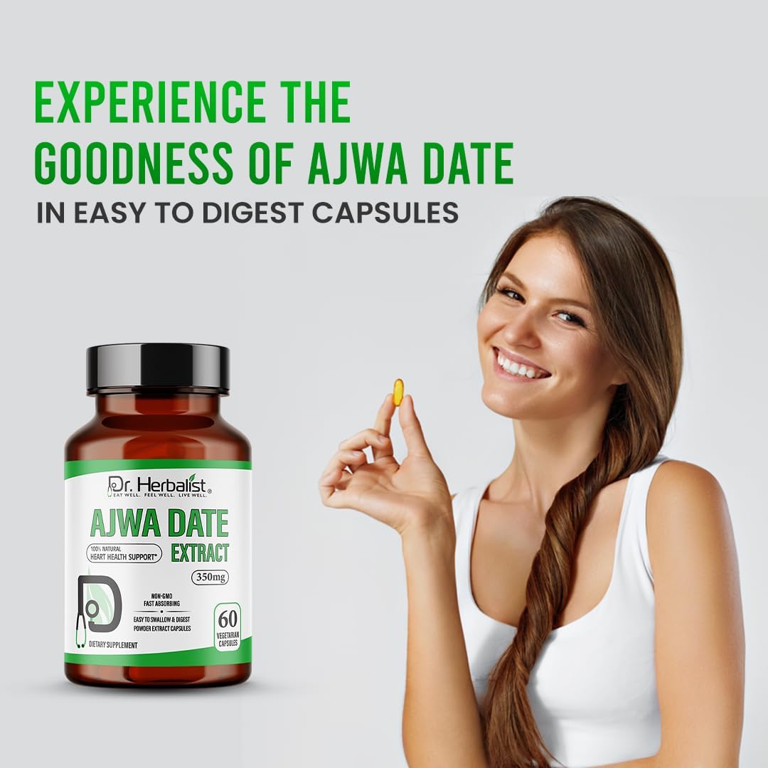 Dr. HERBALIST Ajwa Date Extract 350mg – Energy Support – 60 Vegetarian Capsules - görsel 2