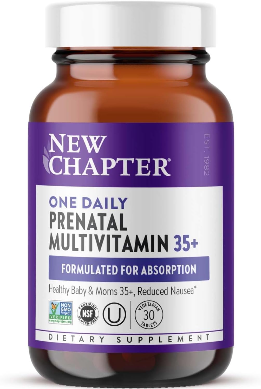 New Chapter Prenatal Vitamins, One Daily Prenatal Multivitamin Enhanced for Age 35+ with Methylfolate + Choline for Healthy Mum & Baby, Gluten-free & Non-GMO - 30 ct - görsel 1
