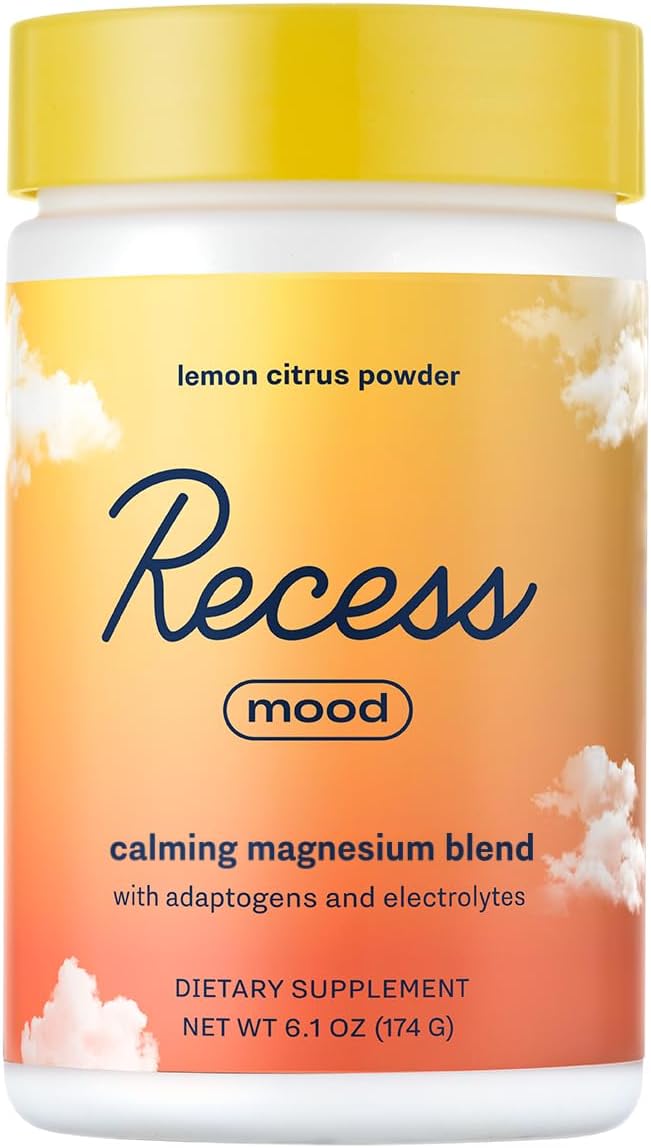 Recess Mood Powder – Calming Magnesium L-Threonate Blend with Passion Flower, L-Theanine & Electrolytes – Lemon Citrus (28 Servings) - görsel 1
