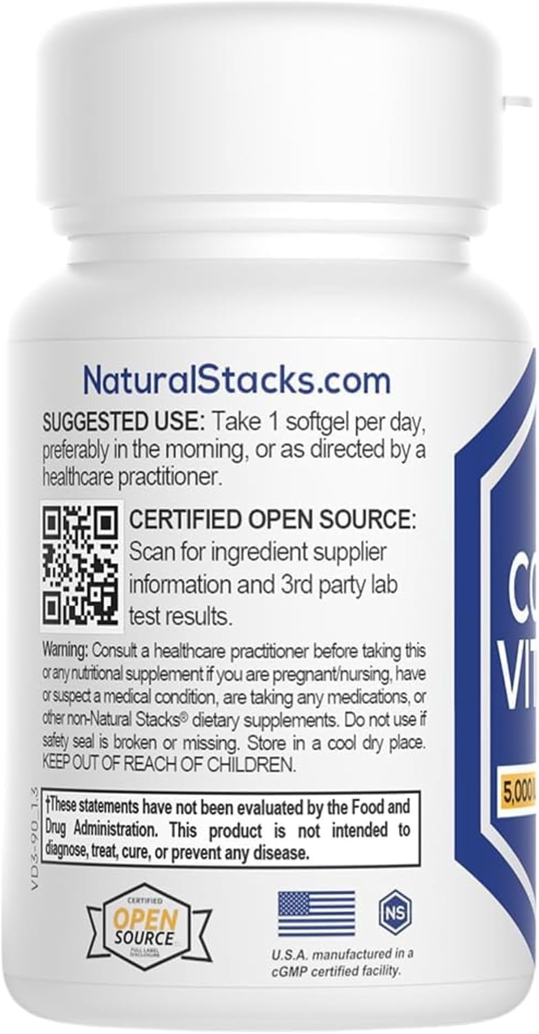 Natural Stacks Vitamin D3 5,000 IU Supplement with Coconut Oil - görsel 5