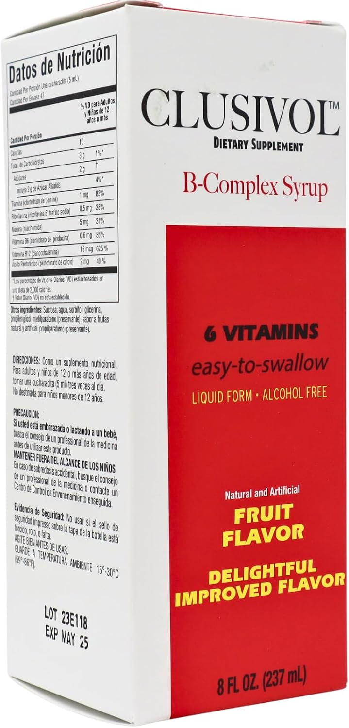 CLUSIVOL B-Complex Syrup – for Skin, Hair, Nervous System & Heart Health (237 ml / 8 Fl Oz) - görsel 2