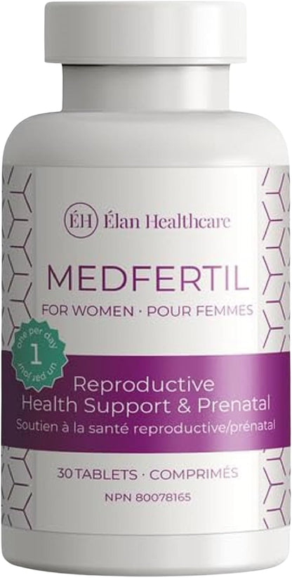 MedFertil Fertility Support Prenatal Vitamins with Myo Inositol, Folic Acid, Iron, Iodine, Biotin & B Vitamins – 30 Tablets