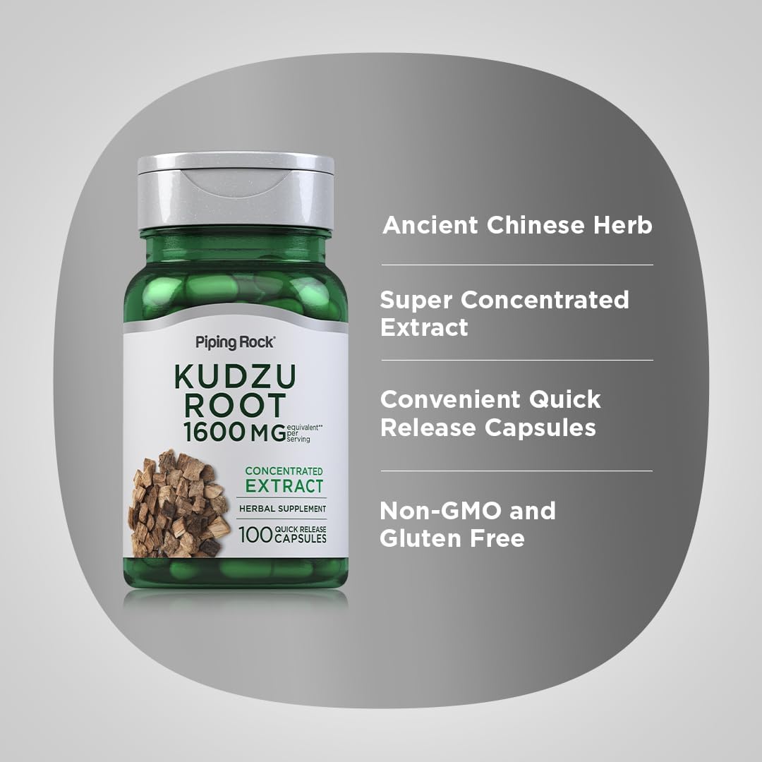 Piping Rock Kudzu Root Capsules | 100 Capsules | Super Concentrated Extract | Non-GM & Gluten-free Food Supplement - görsel 4