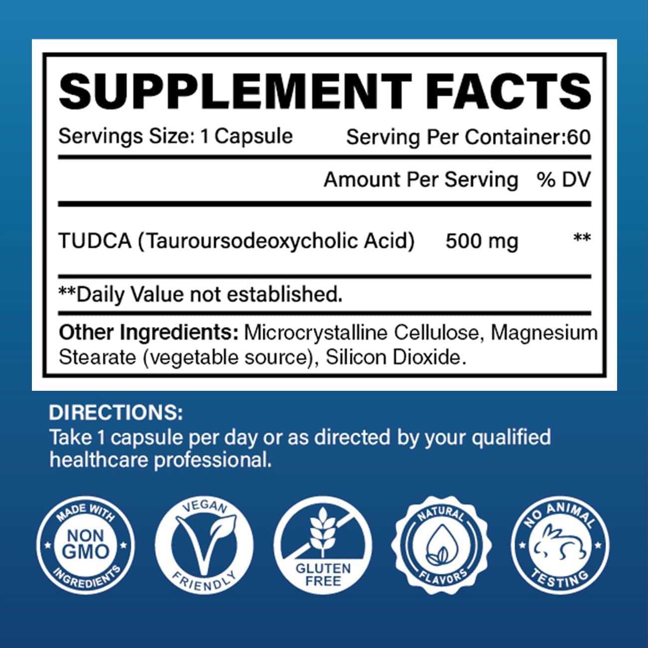 TUDCA 500mg Supplement – Liver and Gallbladder Support – Vegan, Gluten-free, Non GMO – 60 Capsules - görsel 2