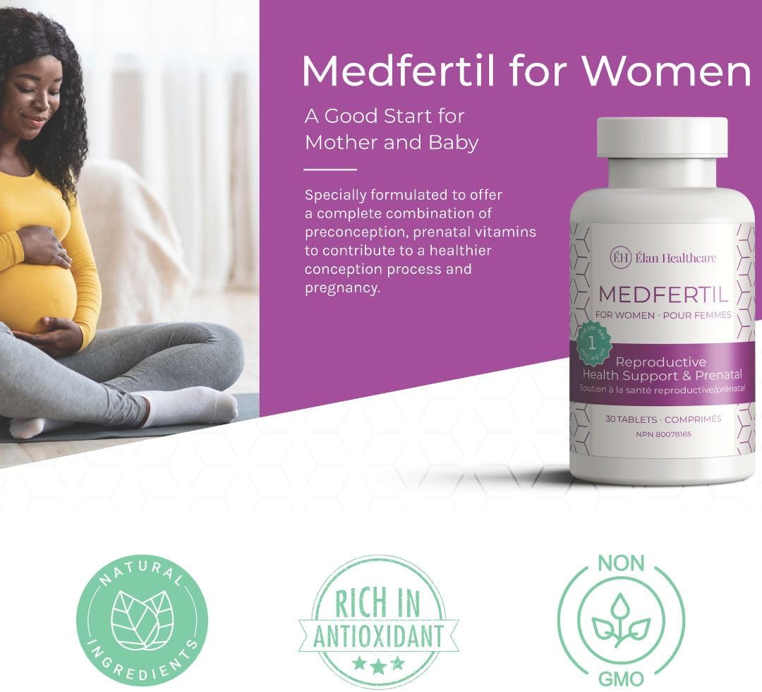 MedFertil Fertility Support Prenatal Vitamins with Myo Inositol, Folic Acid, Iron, Iodine, Biotin & B Vitamins – 30 Tablets - görsel 2