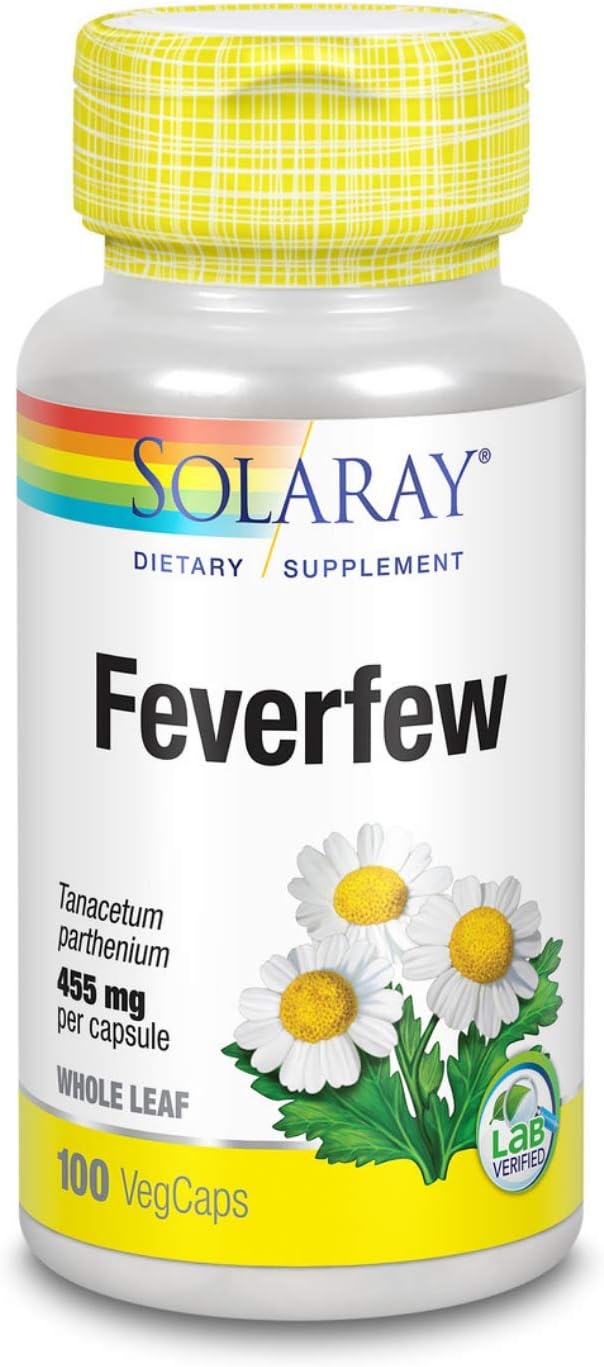 SOLARAY Feverfew Leaf 455mg | Head Comfort, Circulatory Health & Blood Vessel Support | Vegan & Non-GMO | 100 VegCaps - görsel 1