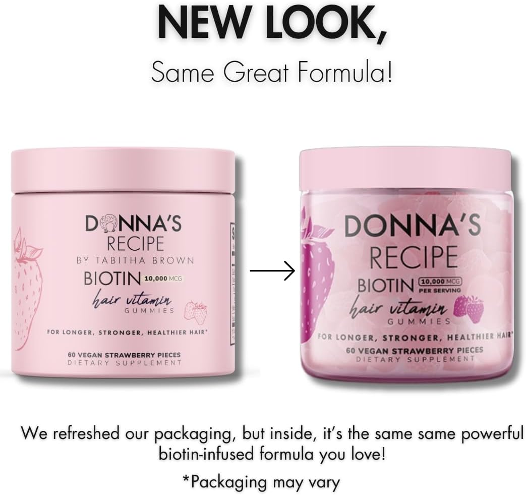 Donna's Recipe Vegan Strawberry Biotin Gummies – 10,000 mcg for Hair, Skin & Nails - görsel 2