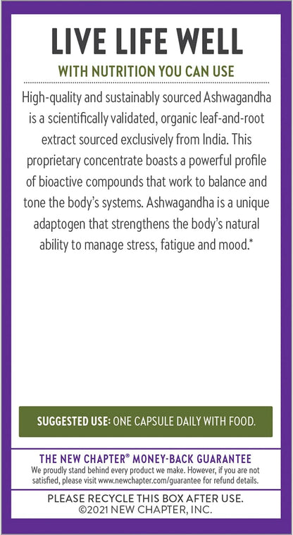 New Chapter Organic Ashwagandha Food Supplement – 60 Capsules