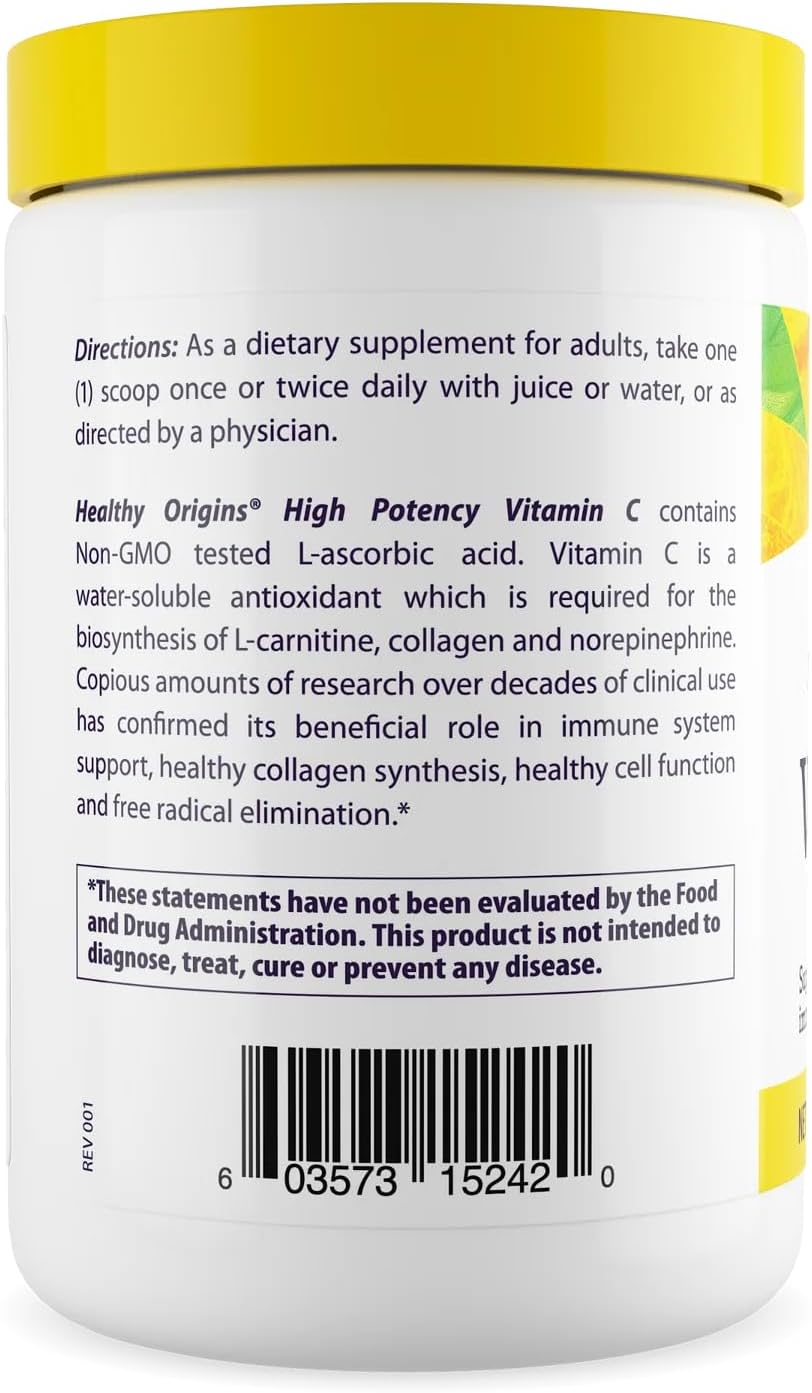 Healthy Origins Vitamin C Powder 1,000 mg (Non-GMO Tested, High Potency, Immune Support, Vegan) 454 g - görsel 3