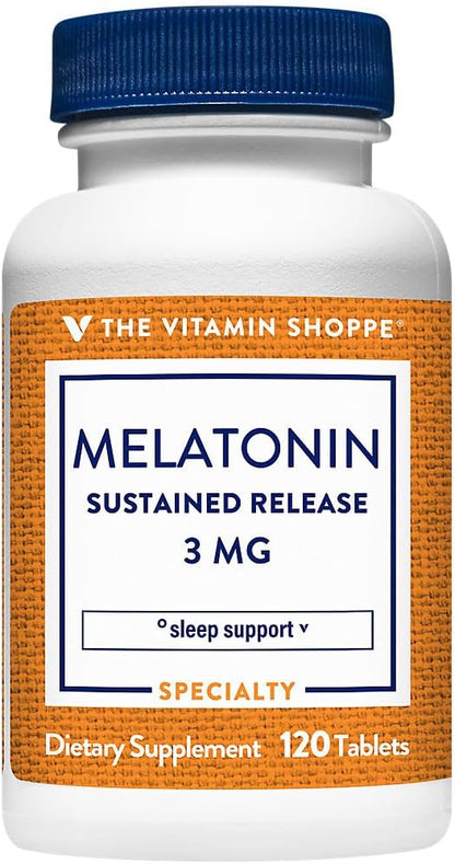 The Vitamin Shoppe Melatonin - Sleep Support, Restful Sleep & Healthy Sleep Cycle, Natural Sleep Aid (120 Tablets)