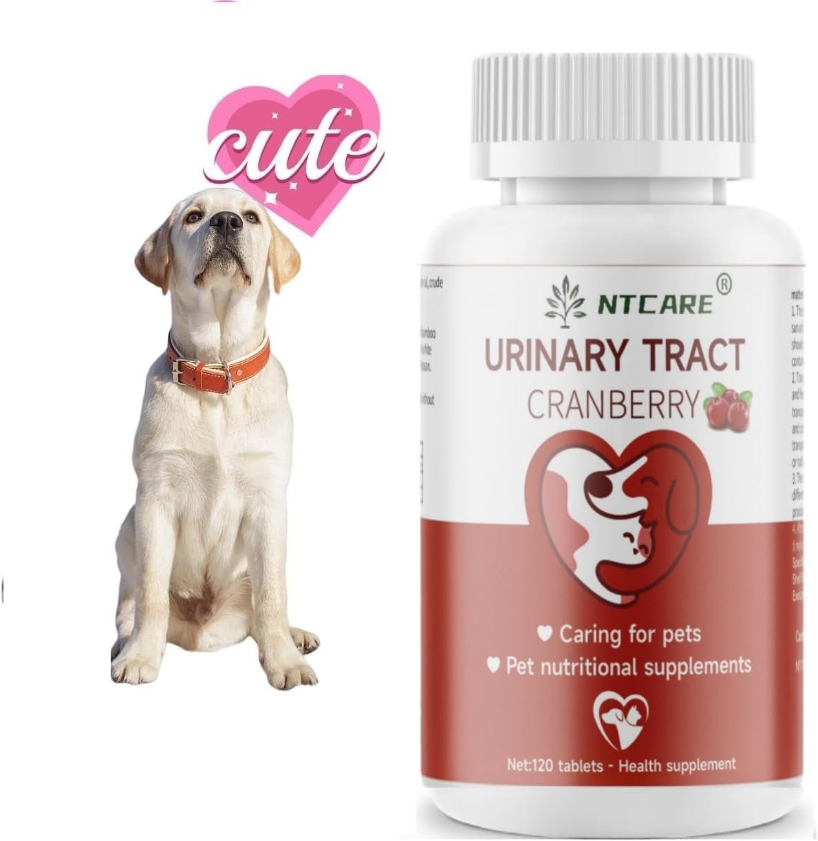 Cranberry for Dogs and Cats - Urinary Tract & Bladder Health Support - 120 Tablets - görsel 2