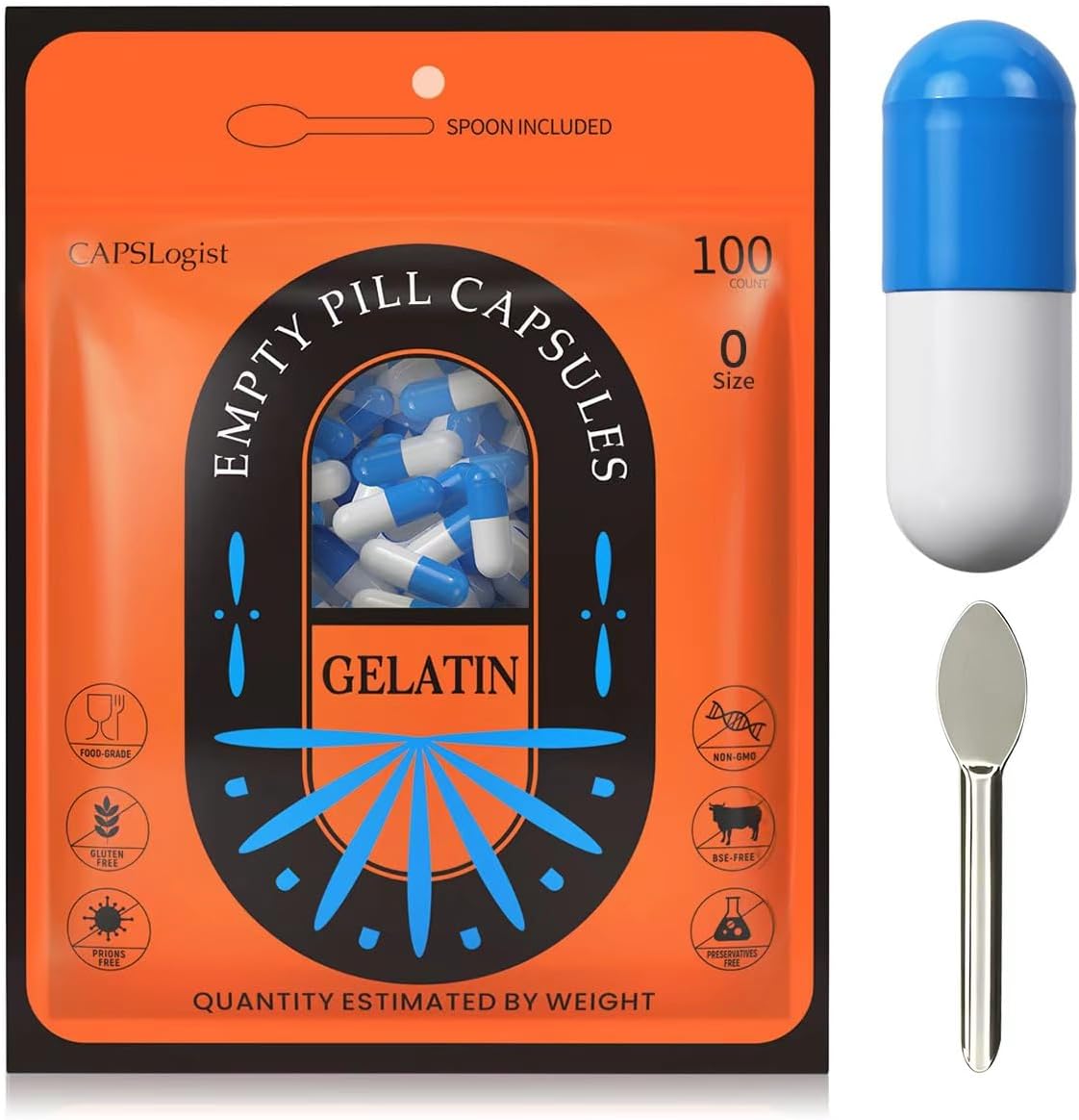 Size 0 Empty Capsules - 500 Count Blue/White Empty Gelatin Pill Capsules for DIY Capsule Filling - Fillable Capsules for Supplements - görsel 10