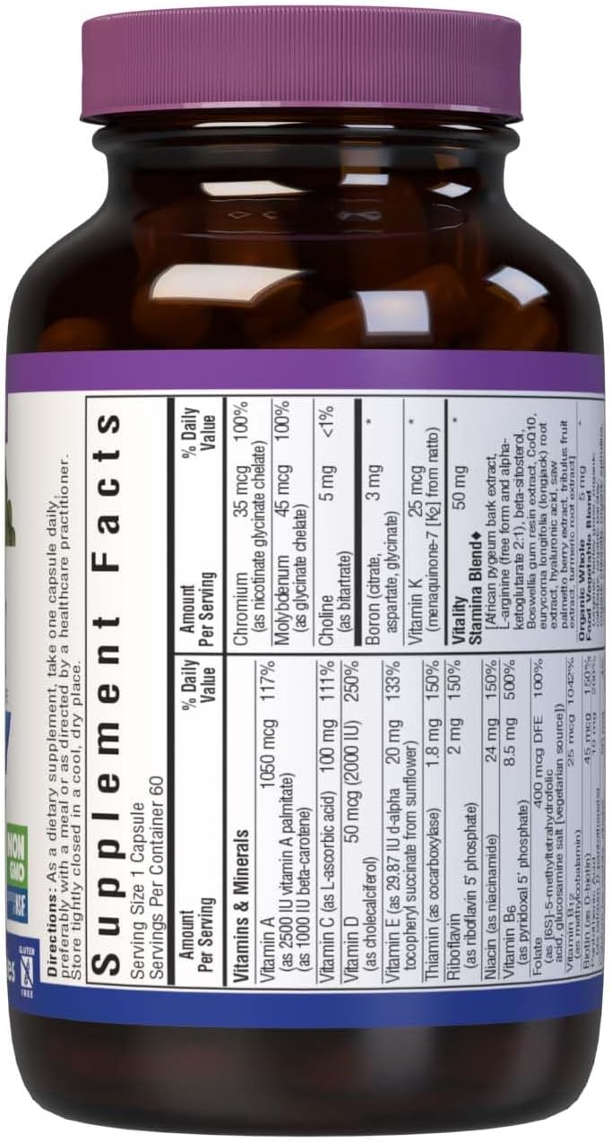 Bluebonnet Nutrition Men's ONE 40+ Whole Food-Based Multivitamin, 60 Vegetable Capsules - görsel 2