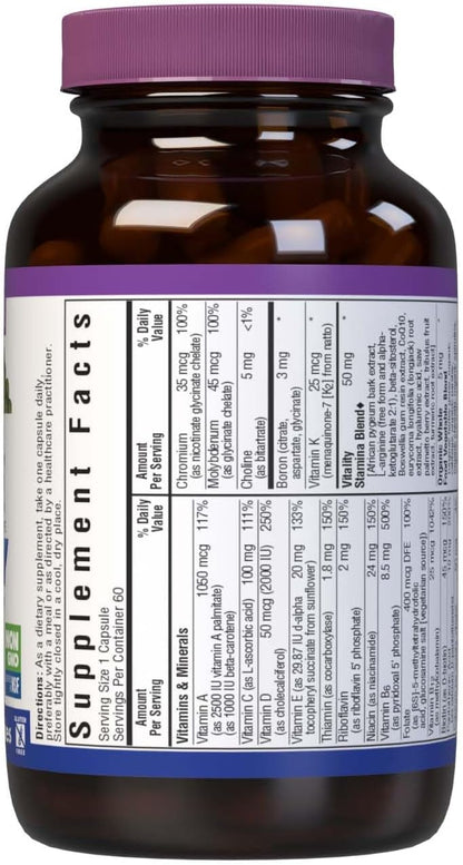 Bluebonnet Nutrition Men's ONE 40+ Whole Food-Based Multivitamin, 60 Vegetable Capsules