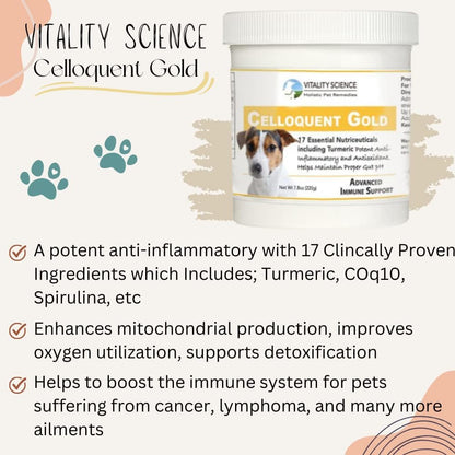 Vitality Science Celloquent Gold for Dogs – Holistic Advanced Immune Support Supplement (120g)