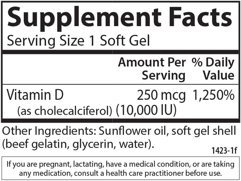 Carlson Vitamin D3 10,000 IU (250 mcg), Cholecalciferol, Bone & Immune Health, 360 Soft Gels - görsel 4