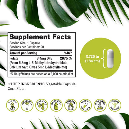 DSO L Methylfolate 5mg – 90 Vegan Capsules (Active 5-MTHF)