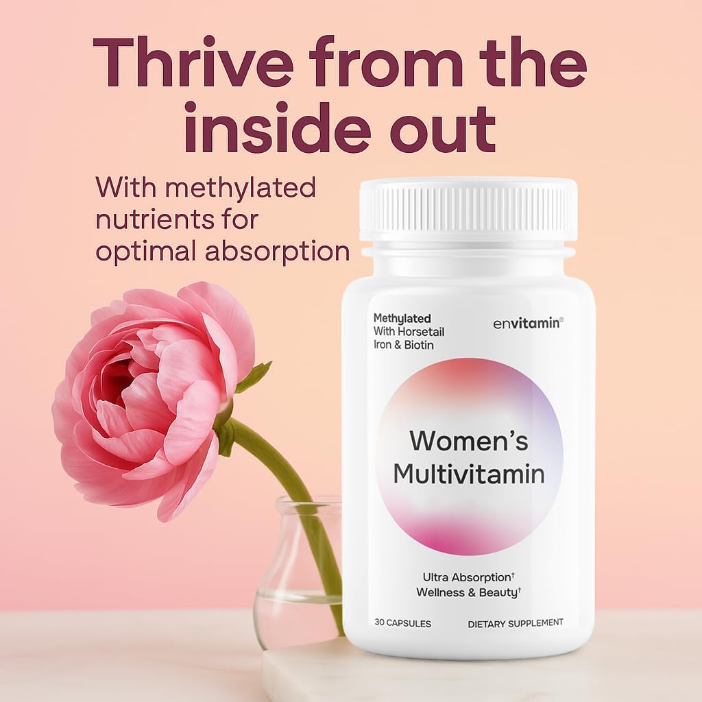 envitamin Women's Methylated Multivitamin Multimineral with Iron, Biotin, Horsetail, D3-K2 & L-Methylfolate - görsel 4