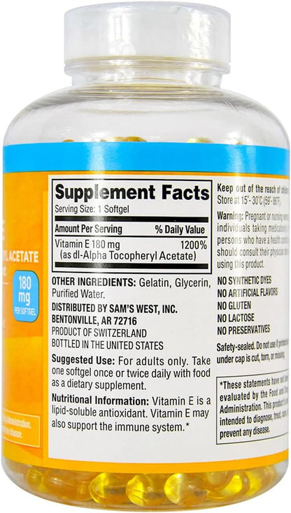 Members Mark Vitamin E 180mg, 500 Softgels
