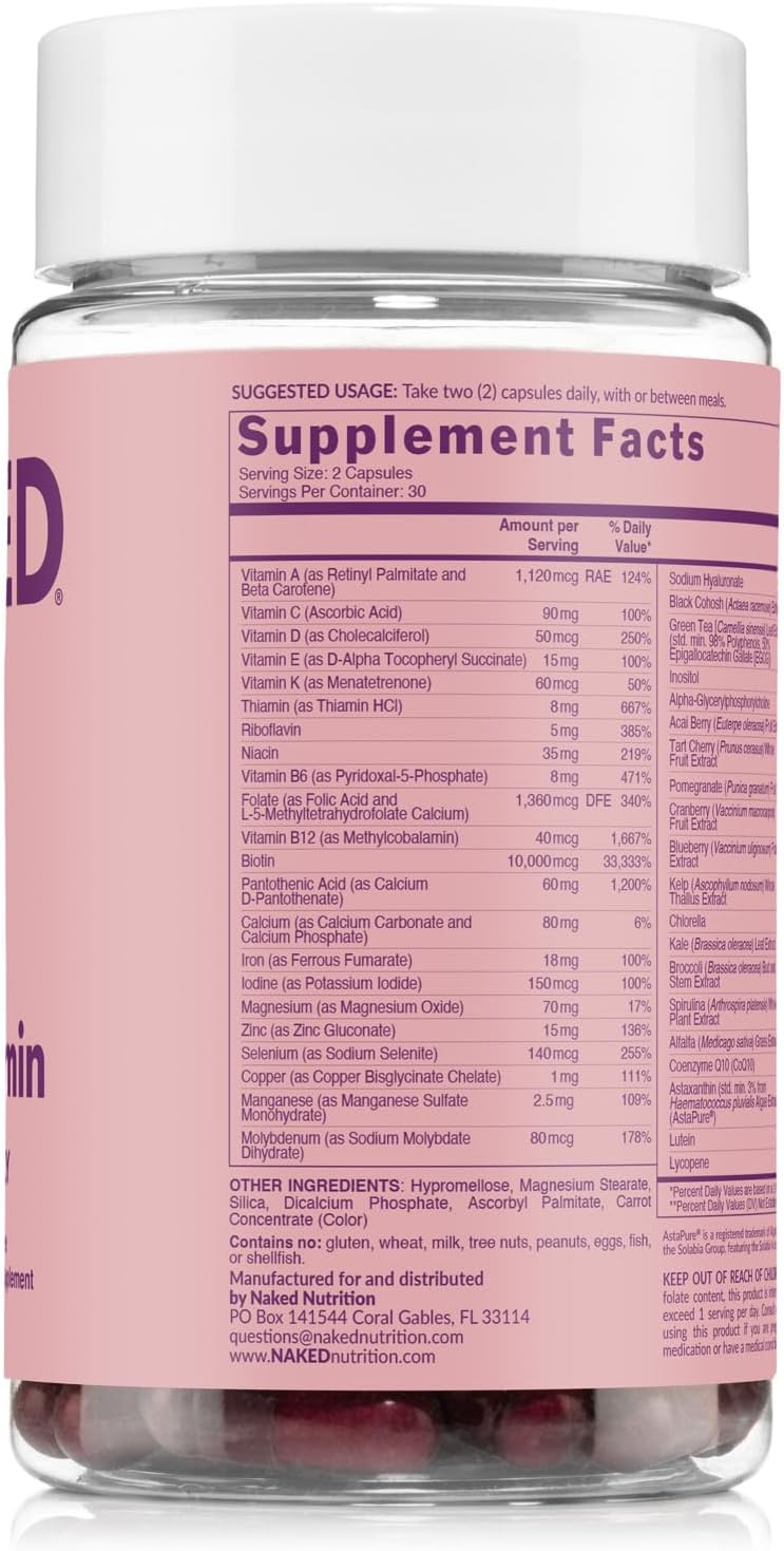 NAKED Nutrition Women's Multi - Daily Multivitamin with Iron & Super Greens, 60 Capsules - görsel 6