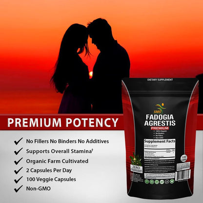 Fadogia Agrestis Extract Capsules – High Strength 1,000mg Serving – Organic, Non-GMO, Third Party Tested – 100 Vegetable Capsules