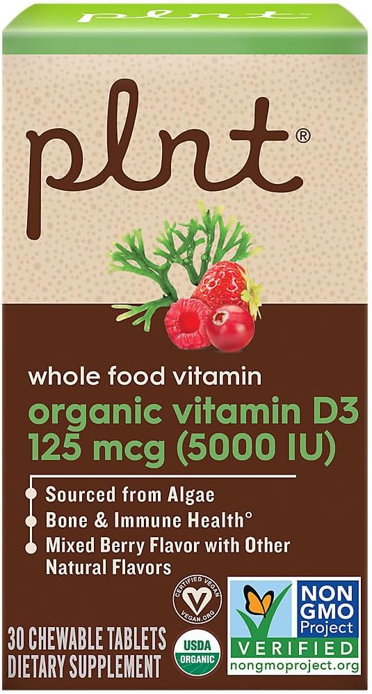 Organic Vitamin D3 125 mcg (5,000 IU) Whole Food Vitamin Mixed Berry (30 Chewable Tablets) - görsel 4