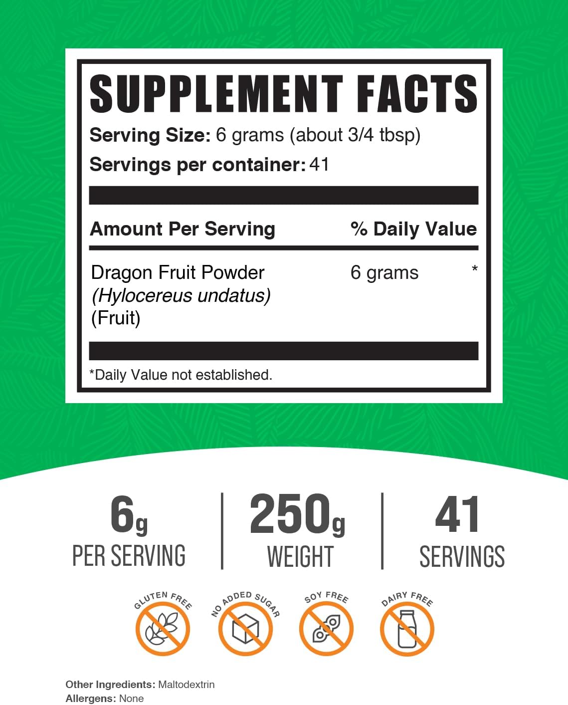 Dragon Fruit Powder (Pink Pitaya) - 250g by BulkSupplements - görsel 2