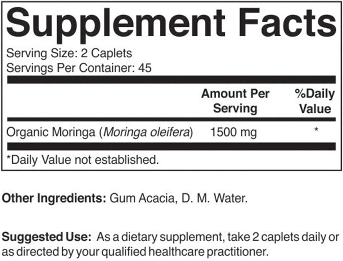 Organic Moringa 1500mg - 90 Vegetarian Tablets - görsel 2