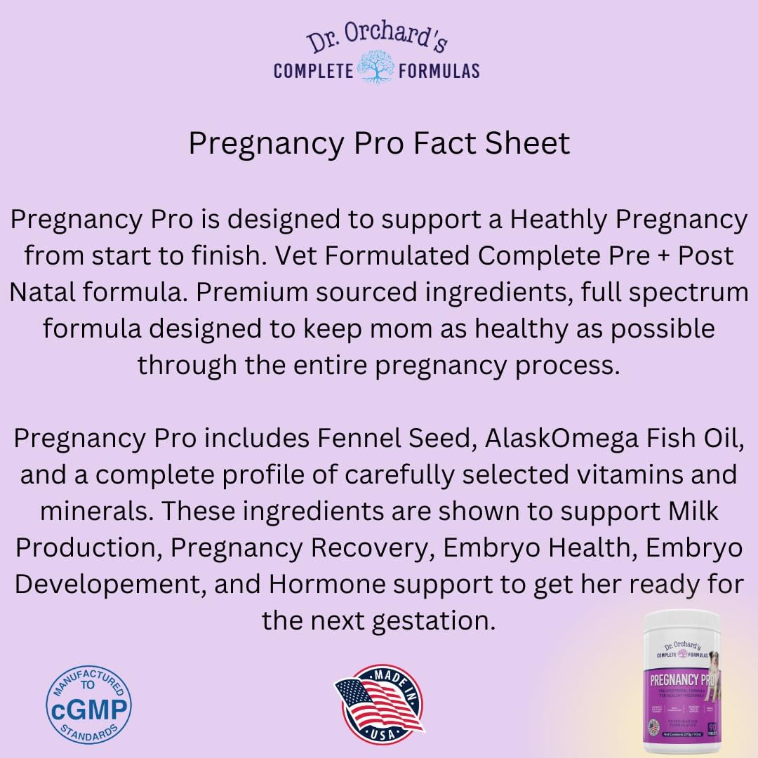 Dr Orchards Pregnancy Pro Dog Prenatal Vitamins - Premium Dog Supplement for Pregnancy, Prenatal + Postnatal, Lactation and Newborn Health Support, 90 Ct - görsel 6