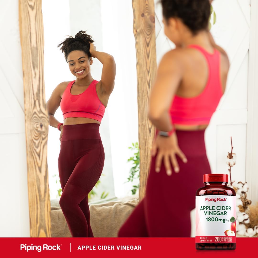Piping Rock Apple Cider Vinegar Capsules 1800 mg, 200 Capsules - görsel 6
