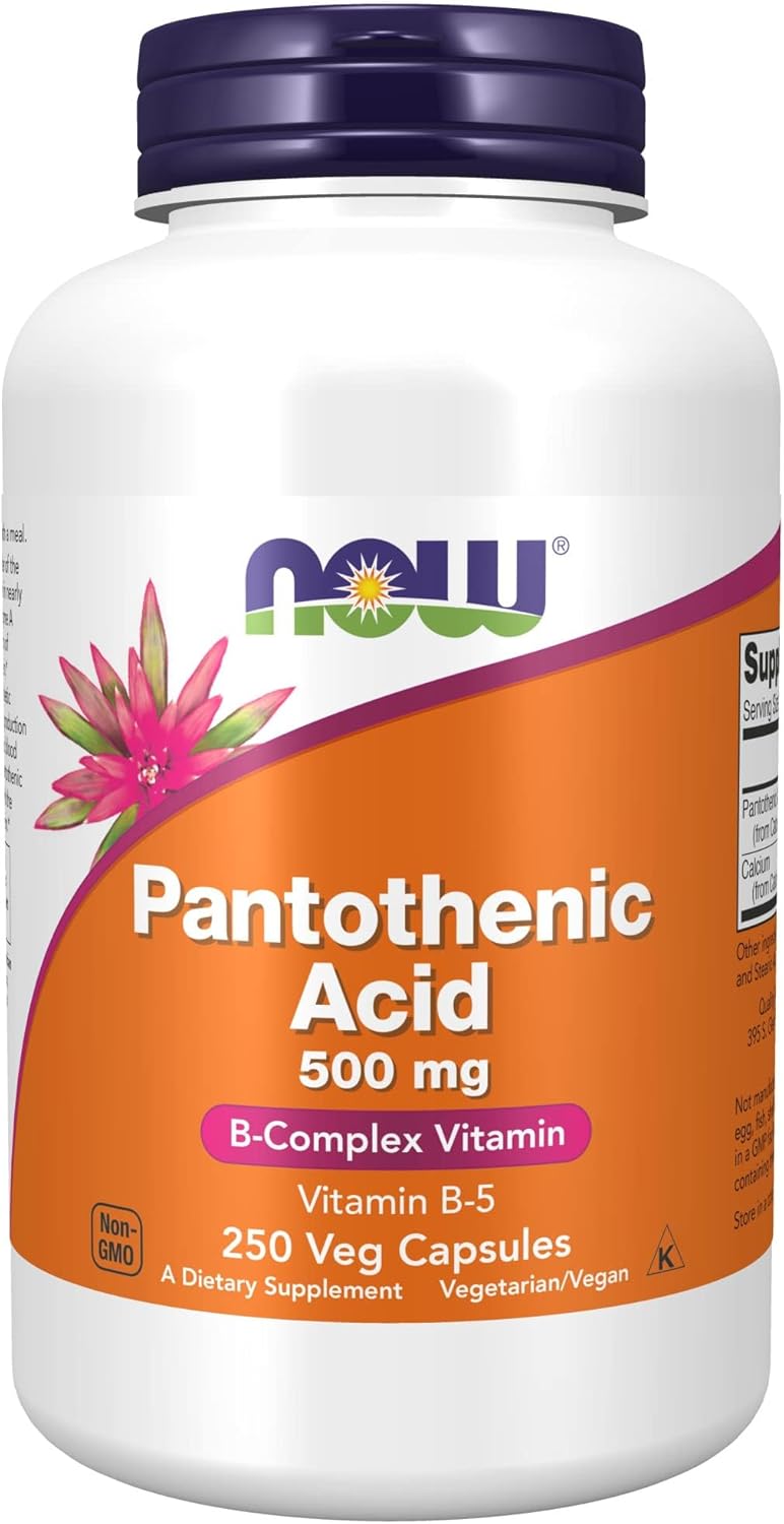 NOW Foods Pantothenic Acid (Vitamin B5) 500 – Form: D-calcium pantothenate is the most common and stable form of – Image 1
