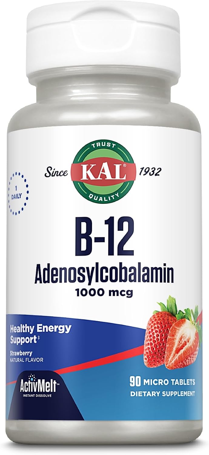 KAL Vitamin B12 Adenosylcobalamin 1000mcg - Strawberry Flavour - 90 ActiveMelt Micro Tablets - görsel 4