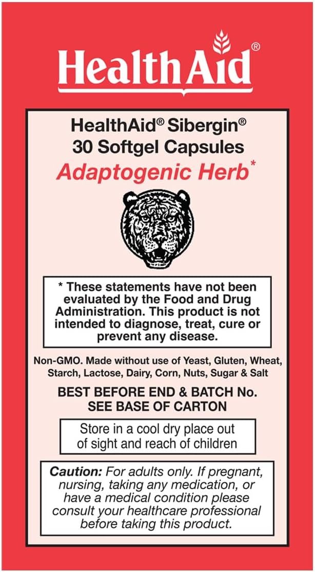 HealthAid Sibergin Siberian Eleuthero – Adaptogenic Herbal Support – 30 Softgel Capsules - görsel 2