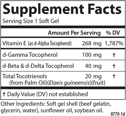 Carlson E-Gems Elite, 400 IU Vitamin E with Tocopherols and Tocotrienols, 60 Soft Gels
