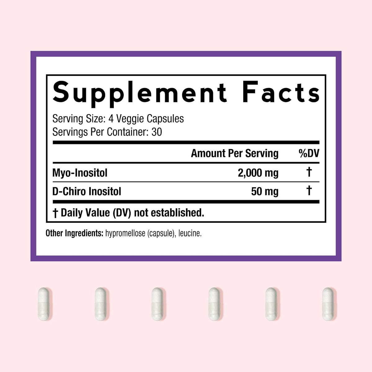 Doctor's Recipes Inositol Food Supplement for Women – Myo-Inositol & D-Chiro Inositol Capsules 2050mg, 40:1 Blend, 120 Vegan Capsules - görsel 2